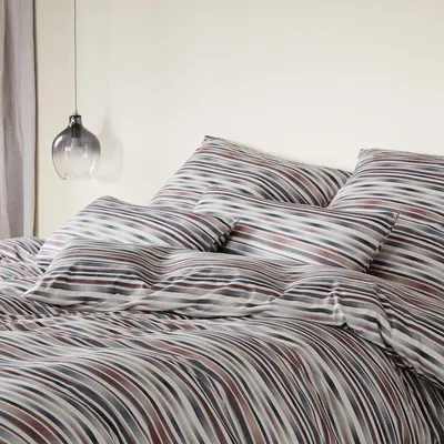 Produktbild von elegante Mako-Jersey Bettwäsche-Garnitur Desire Farbe Rot-Blau Größe 135x200+80x80