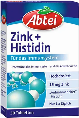 Produktbild von Abtei | Zink + Histidin Abwehr Plus | 30 Tabletten