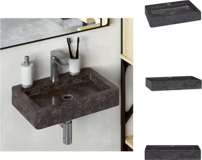 Produktbild von vidaXL Wandwaschbecken Schwarz 38x24x6,5 cm Marmor -  Badezimmer-Waschbecken
