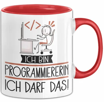 Produktbild von Geschenk für Programmiererin Tasse Lustige Geschenkidee Geburtstag Ich Bin Programmiererin Ich Darf Das (Rot)