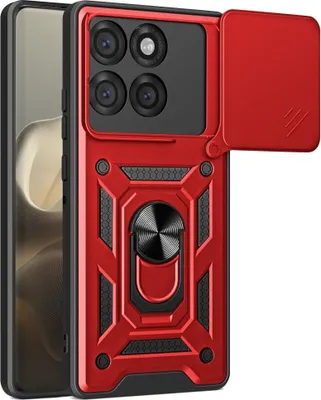 Produktbild von Motorola Edge 60 Pro Hülle - Coverup Armor Ring Ständer Back Cover mit Kamera Schutz - Rot
