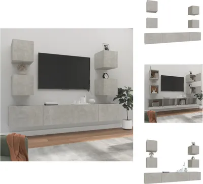 Produktbild von vidaXL 6-tlg. TV-Schrank-Set Betongrau Holzwerkstoff -  TV-Möbel