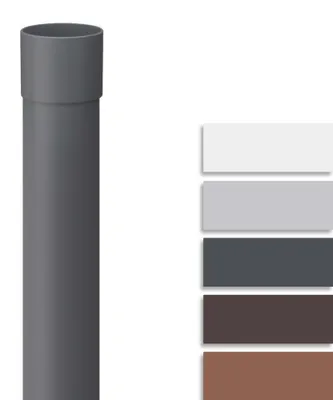 Produktbild von INEFA 200cm Fallrohr Kunststoff DN50 (50mm) Anthrazit, Regenrohr, Regenfallrohr, Abflussrohr, PVC Fallrohr für Dachrinne, Plastik, Ersatz oder Provisorium, Dachrinnenzubehör