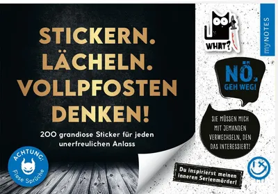 Obrázek produktu pro Böse Sprüche Stickerheft: Stickern. Lächeln. Vollpfosten denken!