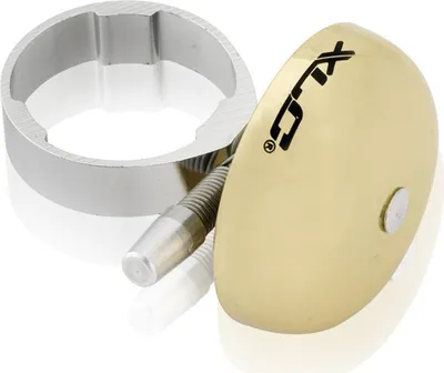 Produktbild von XLC DD-M19 Mini Fahrradklingel Miniglocke Oversize Ø 45 mm inkl. A-Head Spacer, gold
