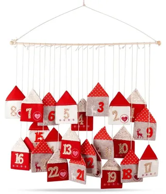 Obrázek produktu pro Adventní kalendář z filcu - vánoční kalendář - 70 x 60 cm - XXL - červený