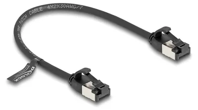 Productafbeelding van Delock - Netwerkkabel - RJ-45 (M) naar RJ-45 (M) - 25 cm - U/FTP - CAT 8.1 - zonder haak - zwart