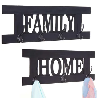 Produktbild von 2er Wandgarderoben Set HWC-C60 Home+Family Garderobenpaneel, Shabby-Look Vintage  dunkelgrau