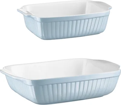 Produktbild von Mäser 931135 Kitchen Time Auflaufform-Set, 33 x 8 cm + 25,5 x 7 cm, rechteckig, hellblau/weiß, 2-teilig (1 Set)