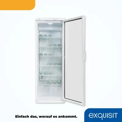 Produktbild von Exquisit Glastürkühlschrank GKS350-1-GT-280D weiss | Nutzinhalt: 320 L | Standgerät