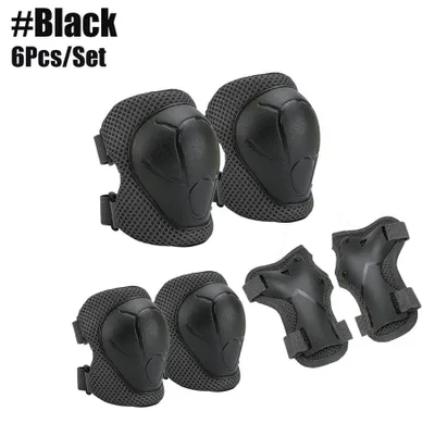 Image de Protège-genoux pour enfants, protège-coudes, pour les enfants de 3 à 7 ans, bébés, garçons et filles. Équipement de protection 6 en 1, ensemble de sécurité avec protections pour les poignets, idéal pour le patinage et le vélo. Couleur : noir