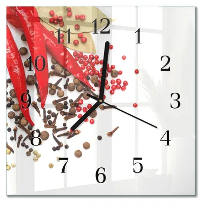 Produktbild von Tulup Glasuhr Wanduhr Küchenuhr Echt-Glas 30x30 cm Modern Dekorativ Geräuschlos Schwarzen Zeigern - Rote Paprika