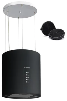 Produktbild von KLAMER Inselabzugshaube Schwarz, 536 m³/h, Dunstabzugshaube Freihängend Umluft & Abluft, Abzugshaube Inselhaube , 3 Stufen, LED, Aktivkohlefilter, Leise