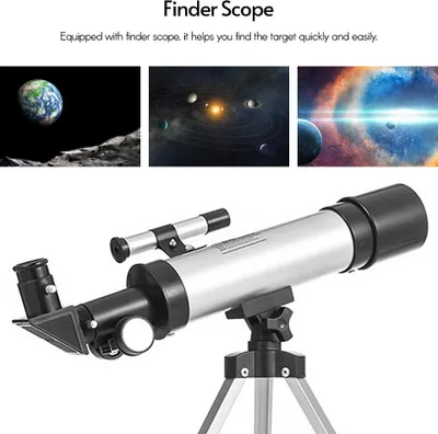 Zdjęcie produktu dla Teleskop astronomiczny, kompaktowy, przenośny, powiększenie 90x, z szukaczem, regulowany statyw dla dzieci, początkujących