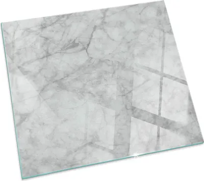 Produktbild von Marmor Textur Muster – Glasbodenplatte für – Kaminofen – Kaminplatte Glas – Schutzglas – Funkenschutzplatte –Glasbodenplatte Feuerfeste – Hitzeschutzplatte – Bodenschutz aus Glas – 60x60 cm