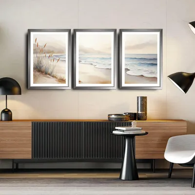 Image de Wallity, 3Pantct-021, tableau décoratif encadré en MDF (3 pièces), multicolore, MDF, 38 x 53 cm