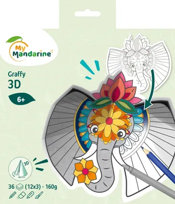 Produktbild von Avenue Mandarine 5x Graffy Pop Mandala 3D, Tiere der Savanne - Mehrfarbig GY106C