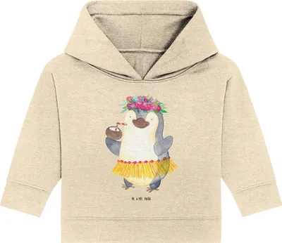 Produktbild von Mr. & Mrs. Panda Organic Baby Hoodie Pinguin Kokosnuss 12. - 18. Monat - Natural Raw - Geschenk, Kapuzenshirt, Urlaub, Hawaii, Kapuzensweatshirt, Erholt, Aloha