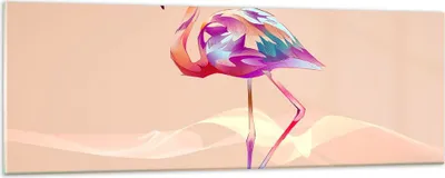 Produktbild von Bilder auf glas - Flamingo Vogel Wasser - 90x30cm - Glasbilder - Wandbilder - Kunstdruck - zum Aufhängen bereit - Wanddekoration aus Glas - Glas Bilder - Wandbild auf Glas - Einteilig - GAB90x30-3839