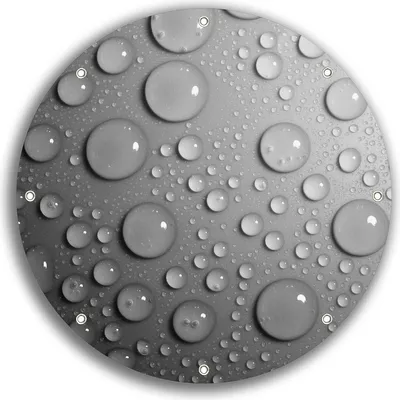 Produktbild von Wallario rundes Outdoor-Poster für Garten oder Balkon, Motiv Wassertropfen in schwarz weiß, 30 cm Durchmesser