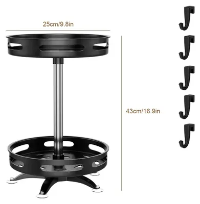 Produktbild von Drehbares Gewürzregal - Küchen Organizer - Kohlenstoffstahl Metall - Rotierender Gewürzständer - Arbeitsplatten Organizer - 2-stöckig