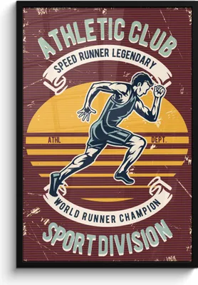 Produktbild von MuchoWow® MuchoWow® Gerahmtes Poster Laufen - Sport - Retro 60x90 cm - Poster mit zchwarzem Bilderrahmen - Kunst