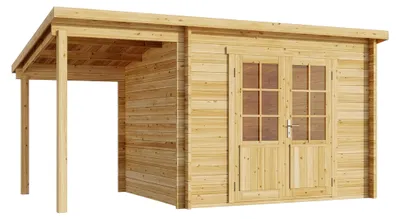 Produktbild von Alpholz Gartenhaus Maria 450x272cm mit Schleppdach Naturbelassen 28mm