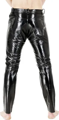 Obrázek produktu pro Bockle® Russian Leather Boy lesklé kožené kalhoty pánské kožené džíny, W34/L36