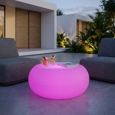 Immagine prodotto di Milani Home - tavolino luminoso da esterno in polietilene, 68 x 68 x 41 cm, arredo luce per giardino, terrazzo e lounge