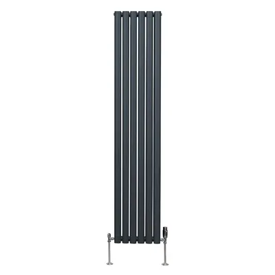 Immagine prodotto di Radiatore tubolare ovale e valvole termostatiche cromate - 1800 mm x 360 mm - grigio antracite