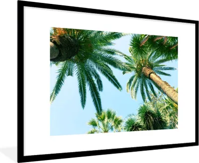 Produktbild von MuchoWow® Gerahmtes Poster Palmwedel - Himmel - Sommer - Tropisch 90x60 cm - Poster mit Schwarzem Bilderrahmen Wandposter Rahmen Foto Bilder - Wanddekoration - Fotos