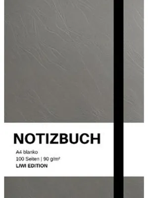 Produktbild von Notizbuch A4 blanko grau - 100 Seiten Soft Cover -Papier