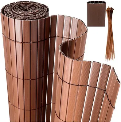 Obrázek produktu pro PVC zahradní zástěna 0,8 x 4 m, tvar W – ochrana balkonu a zahrady – odolná proti povětrnostním vlivům a UV záření – na terasu a do zahrady – hnědá