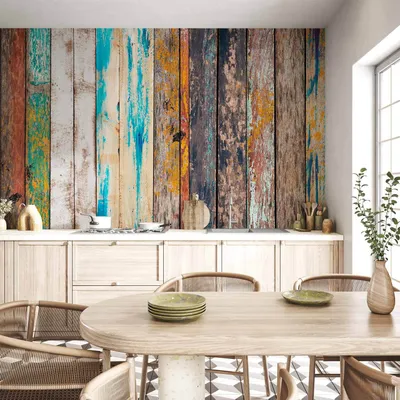 Produktbild von Vlies Fototapete - Wooden Rainbow 350x256 cm Muster f-C-0424-a-a