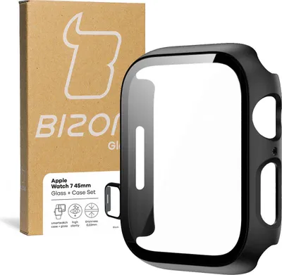 Produktbild von Bizon Case, Gehäuse + Glas-Set Apple Watch 45 mm, Schwarz
