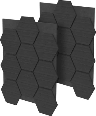 Produktbild von ML-Design 2er Set Akustikpaneele 66x81x2cm für 1m² - Schwarz, MDF Akustikplatten in Hexagon-Holzoptik, Wandpaneele zur Schalldämmung, Wandverkleidung