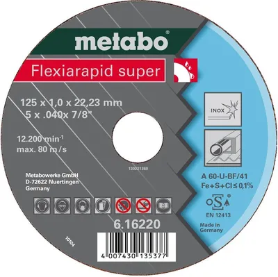 Zdjęcie produktu dla Metabo 616208000, Tarcza tnąca, Stal nierdzewna, 11,5 cm, Metabo, Środek płaski, 2,22 cm