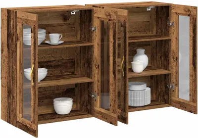 Zdjęcie produktu dla Szafki ścienne vidaXL, 2 szt., drewno postarzane, 69,5 x 34 x 90 cm, materiały drewnopochodne