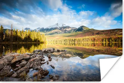 Produktbild von MuchoWow® Poster Pyramidensee im Jasper-Nationalpark, Alberta 60x40 cm - Schlafzimmerdekoration