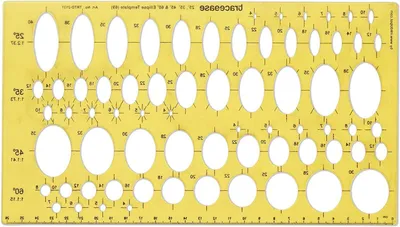 Productafbeelding van Tekensjabloon Ellipsen - Meetliniaal Tekenen - Precies Tekenen - Transparant Plastic - 26.6 x 15 cm - Geel