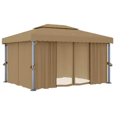 Immagine prodotto di Gazebo con Tende 4x3 cm Grigio Talpa in Alluminio