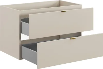 Image de Armoire De Salle De Bain 80 Cm Cachemire Mat 2 Tiroirs Moderne