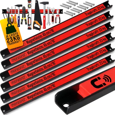 A set of six magnetic tool bars with various tools and screws displayed.