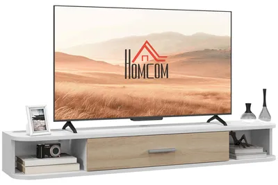 Immagine prodotto di Supporto a parete per TV - Mensola per TV - Scaffale a parete - Mobile TV - Mobile contenitore - Bianco - Per TV fino a 50 pollici