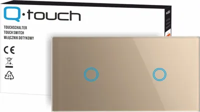 Produktbild von Touchschalter Panel 1+1 Glas gold Qtouch Wandschalter ohne Modul
