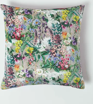 Produktbild von HOMESCAPES Deko-Kissenbezug mit Blumenmuster - violett, 46 x 46 cm