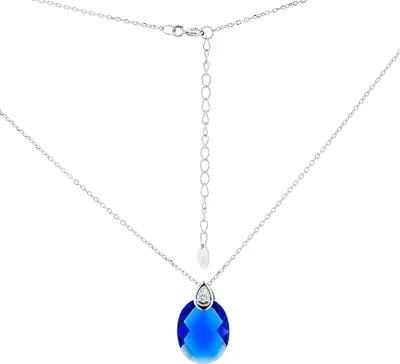 Produktbild von Sokolov Collier aus 925 Silber mit Zirkonia und blauem Glaskristall, Sterlingsilber Kette