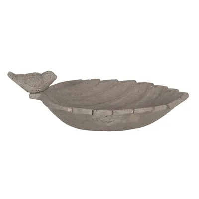Produktbild von Clayre & Eef Vogelfutterbehälter Blatt 31x21x11 cm Grau Stein Oval