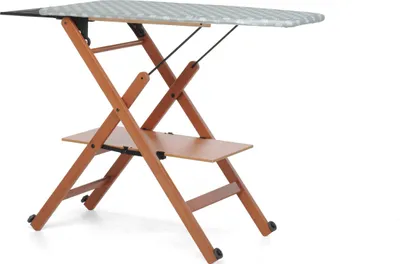 Produktbild von Foppapedretti Assai, Bügelbrett in Originalgröße, Aluminium, Baumwolle, Polyester, Dampfbügeleisen, Schwarz, Walnuss, Einfarbig, Grau, Gelb