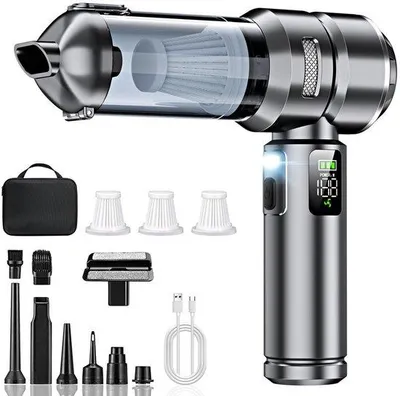 Obrázek produktu pro Ruční vysavač akumulátorový 4 v 1, 32000 Pa, výkonný, bezdrátový, s LCD displejem, bezkartáčový motor, 3 rychlosti, 300 000 otáček za minutu, vysavač pro auto/kancelář